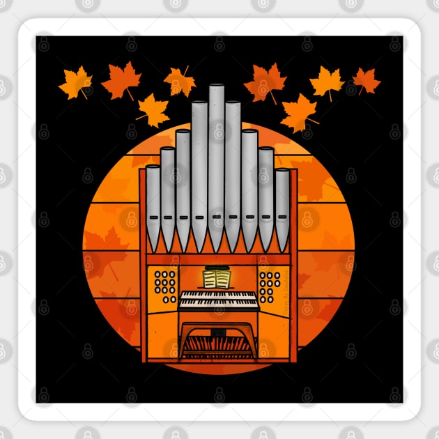 Fall Church Organ Organist Autumn Thanksgiving Magnet by doodlerob